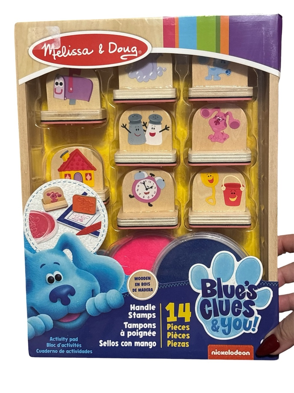 Melissa & Doug Blue's Clues & You! Wooden Handle Stamp Set - Blue, Pink